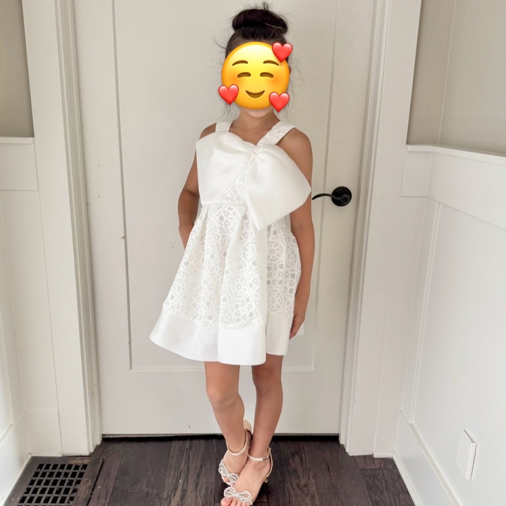 Bardot Jr White Bow Dress, Brand New